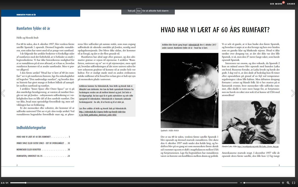 E-bog - Pdf konverteret til hjemmeside. Også kendt som en bladre-pdf. Med klikbar indholdsfortegnelse, her på venstresiden. Og med klikbare hyperlinks i boksen.